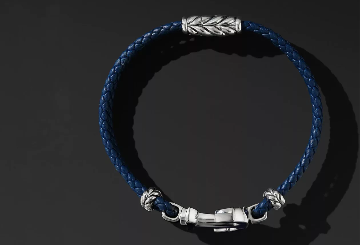 David Yurmans Maritime Anchor Station Blue Leather Bracelet 2