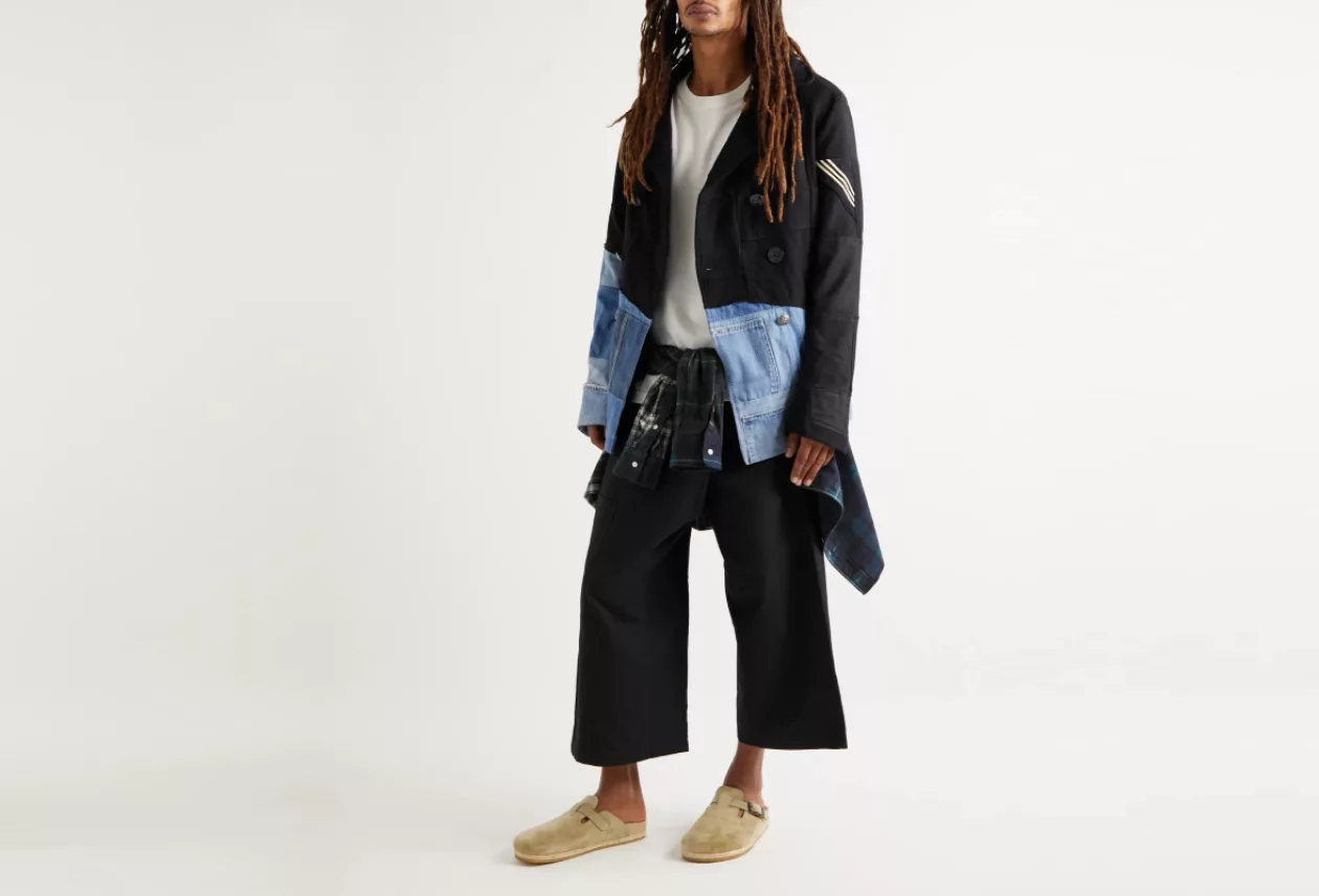 Greg Lauren Sailor Scrapwork Felted Cotton Blend and Denim Peacoat 2