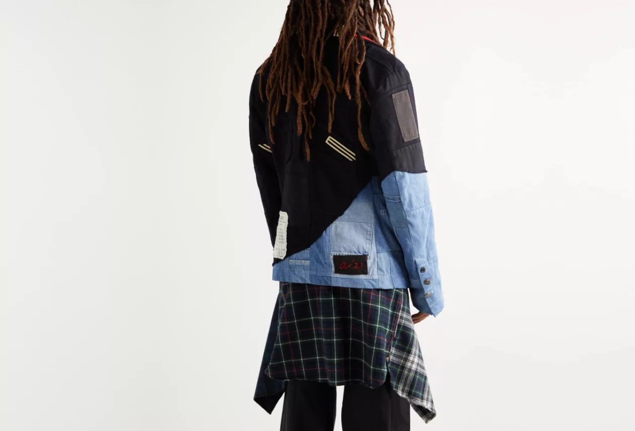 Greg Lauren Sailor Scrapwork Felted Cotton Blend and Denim Peacoat 3