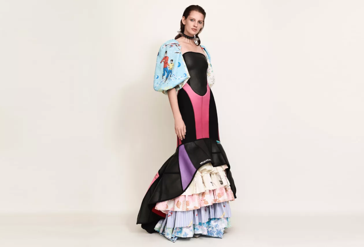 Scuba suit bedsheet ruffled gown Marine Serre 1