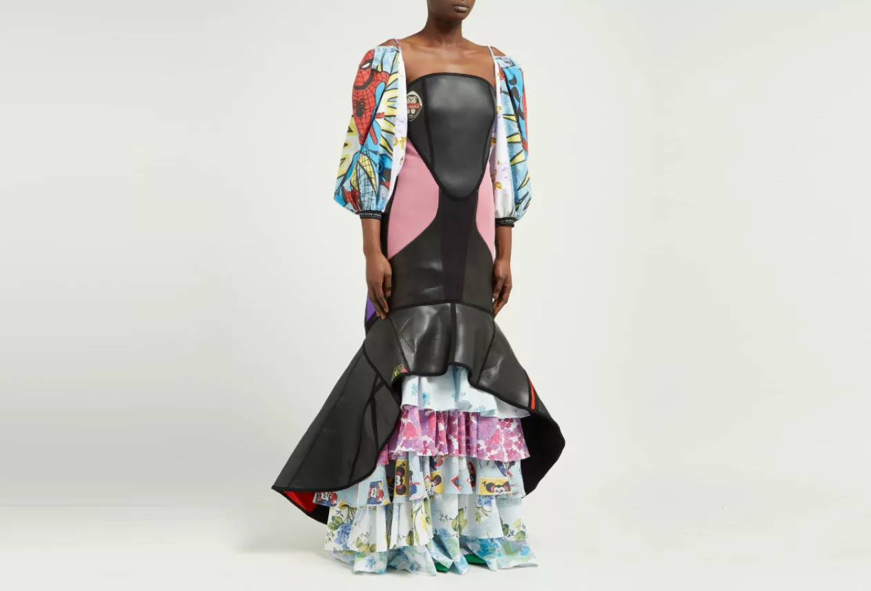 Scuba suit bedsheet ruffled gown Marine Serre 4