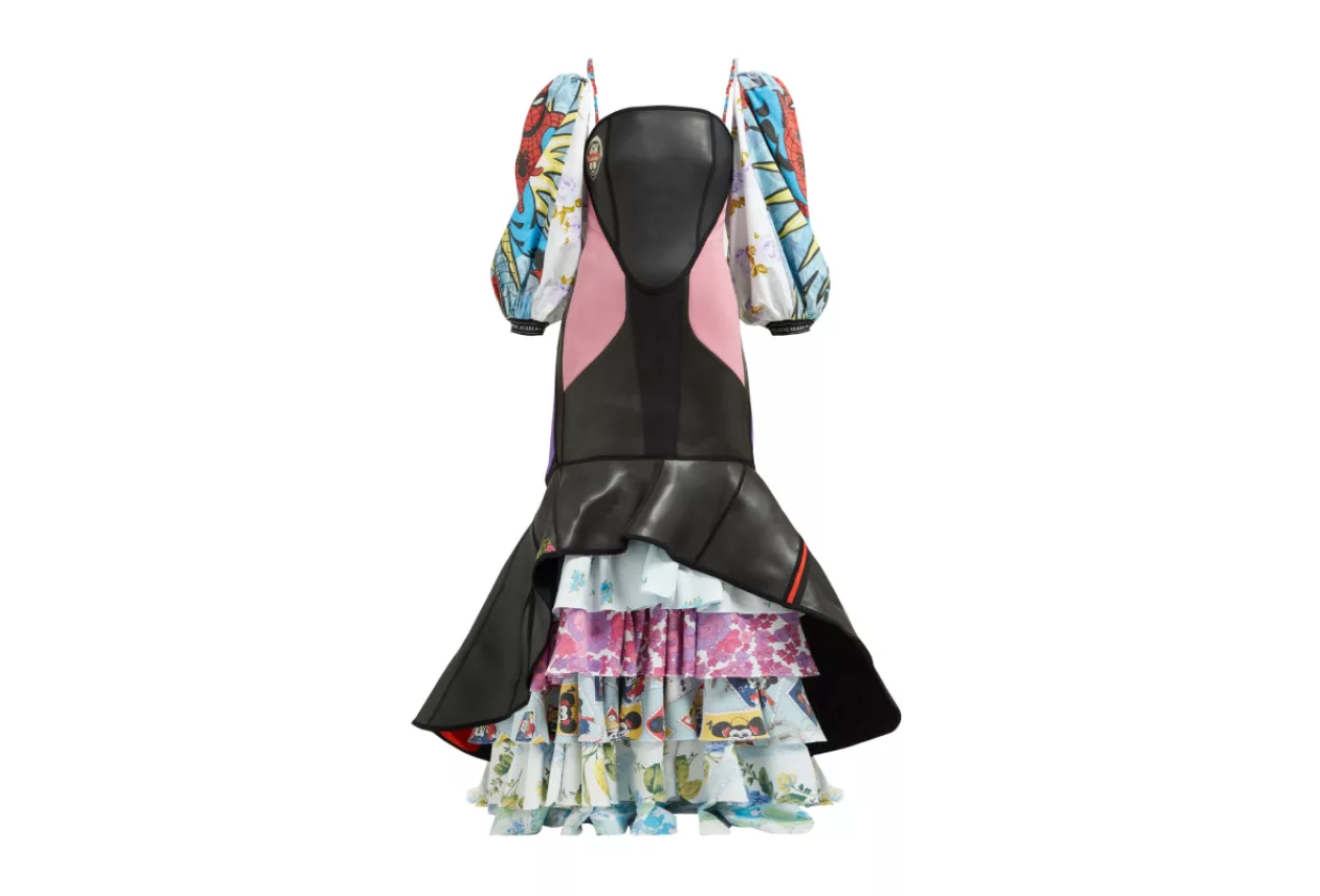 Scuba suit bedsheet ruffled gown Marine Serre 6