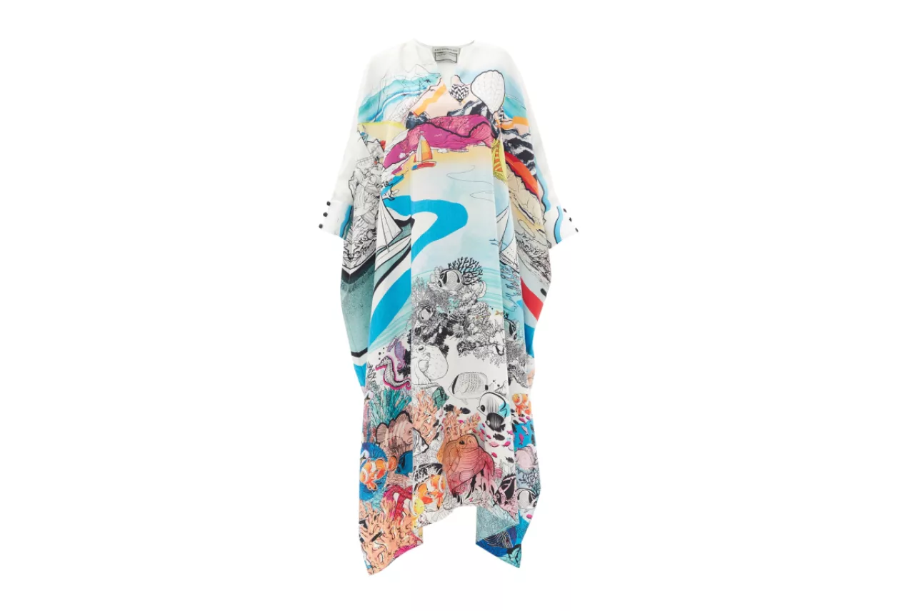 Zante ocean print silk kaftan 1