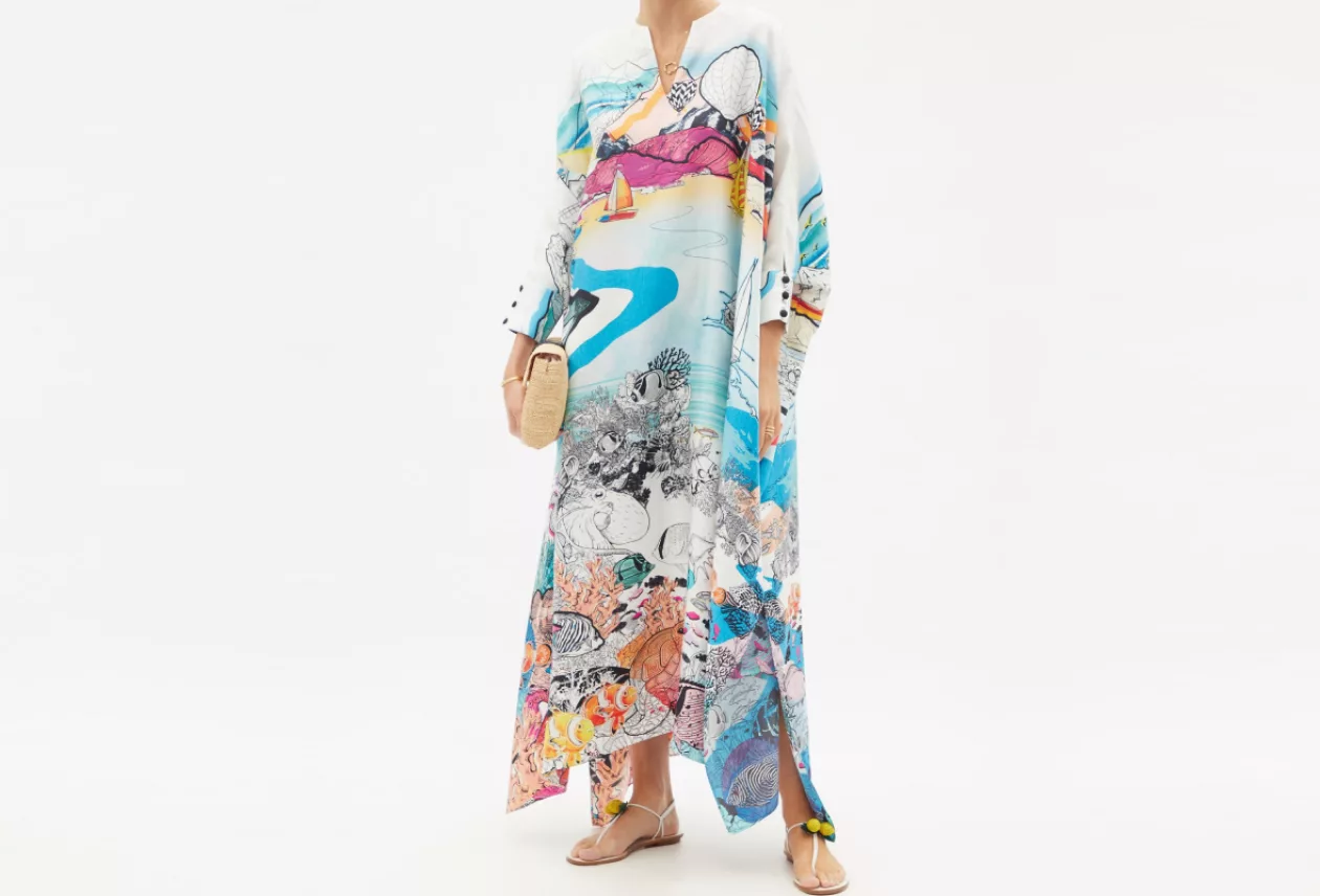 Zante ocean print silk kaftan 2