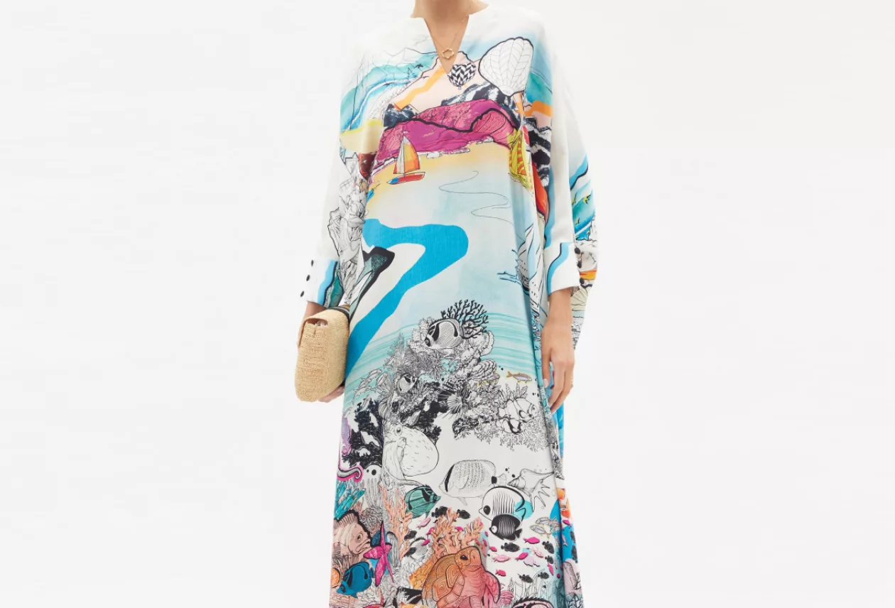 Zante ocean print silk kaftan 6