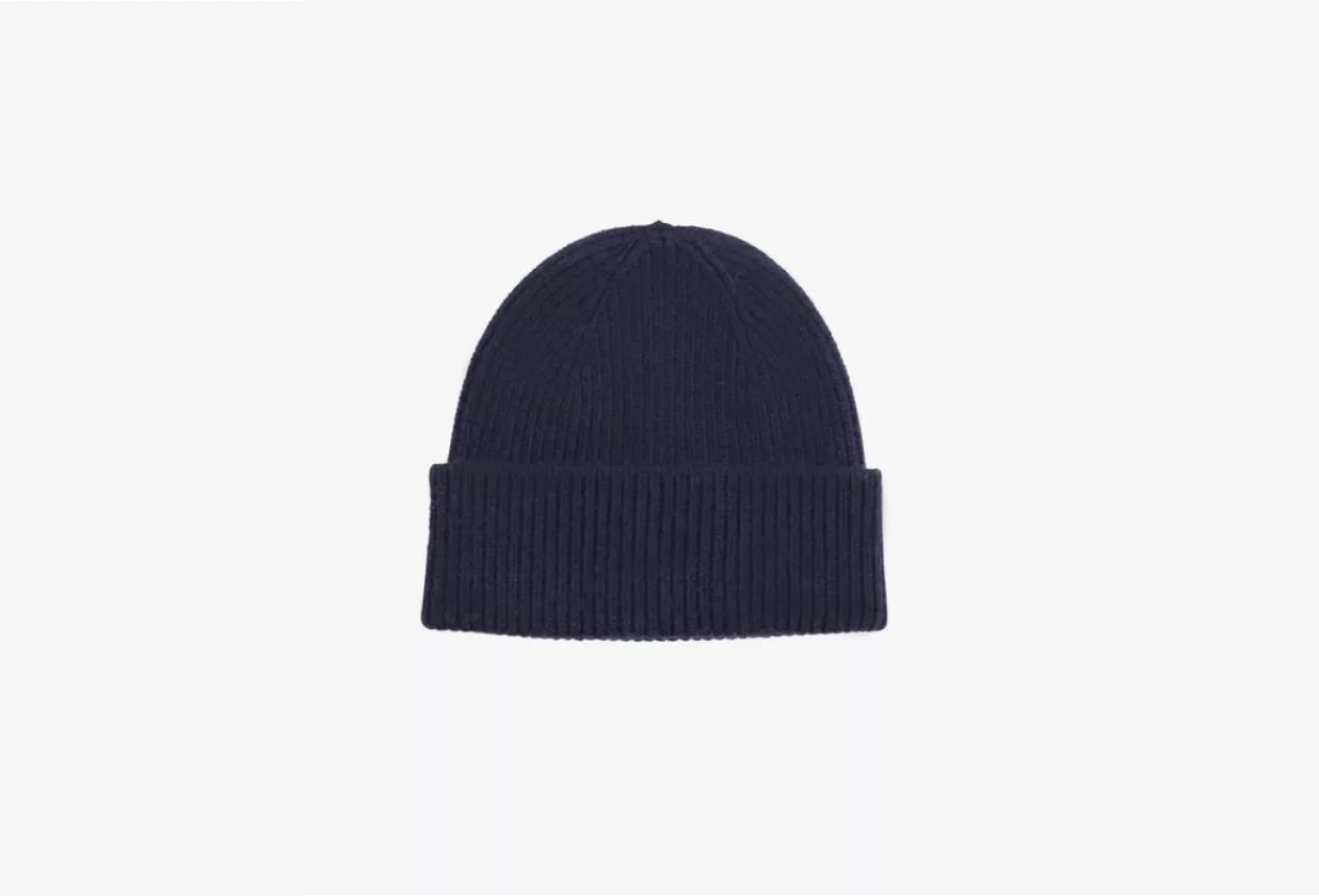 MERINO WOOL BEANIE NAVY BLUE 1