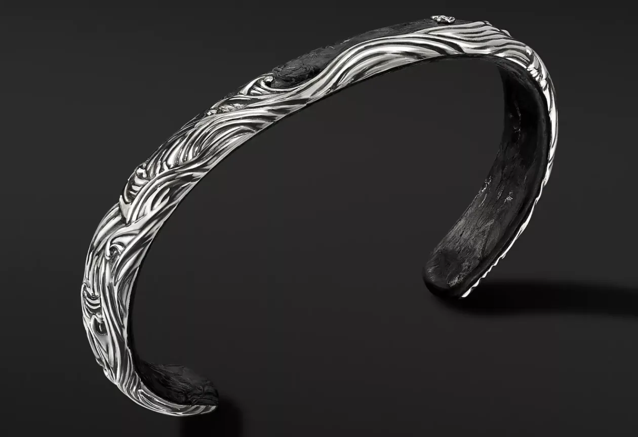 WAVES CUFF BRACELET WITH FORGED CARBON 1