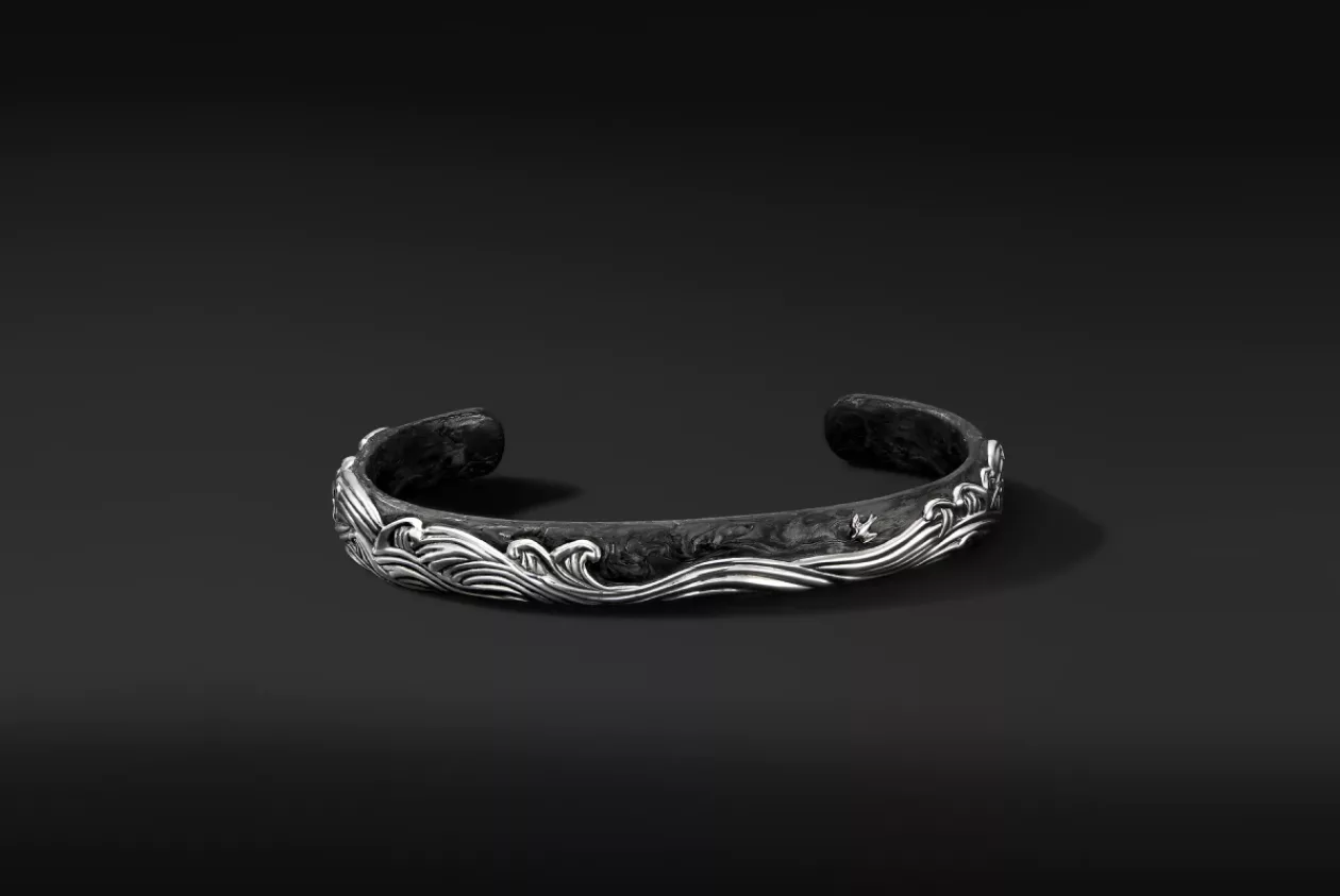 WAVES CUFF BRACELET WITH FORGED CARBON 4