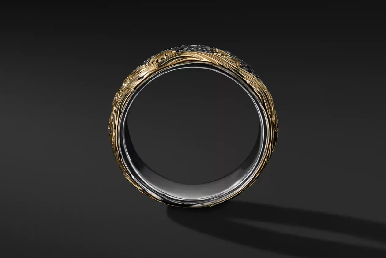 Black Diamond Waves Band Ring 1
