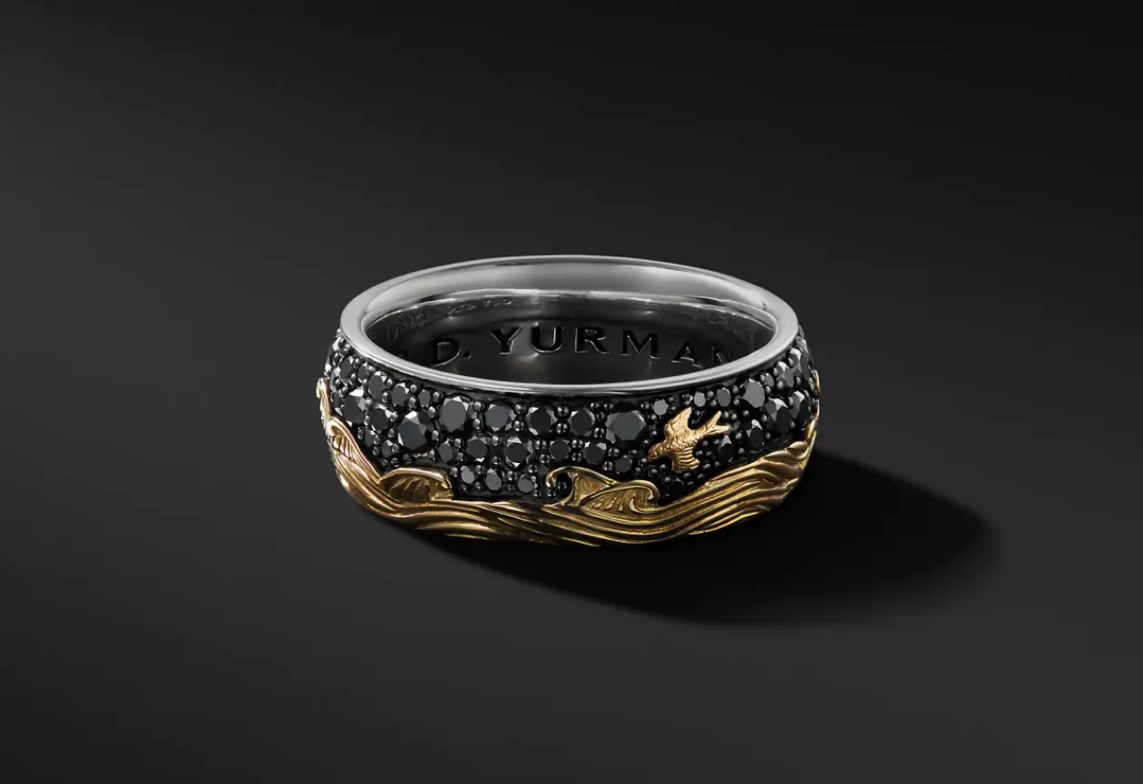 Black Diamond Waves Band Ring 3