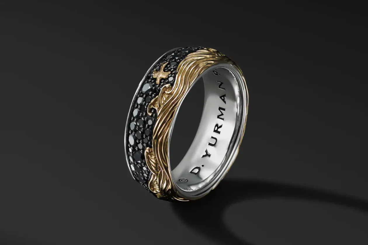 Black Diamond Waves Band Ring 21