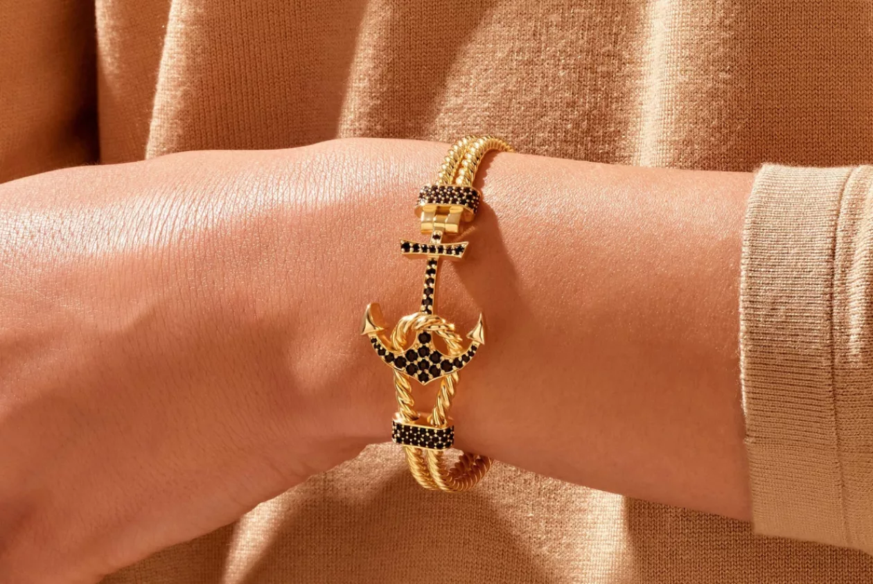 Twined Anchor Bangle Solid Gold 2