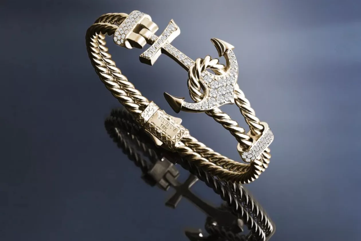 Twined Anchor Bangle Solid Gold 3