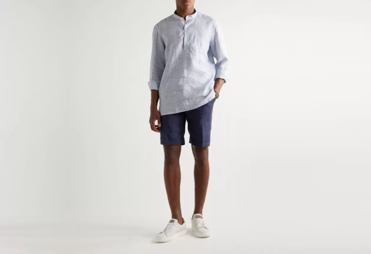 BRIONI Tropical Linen Shorts Navy 2