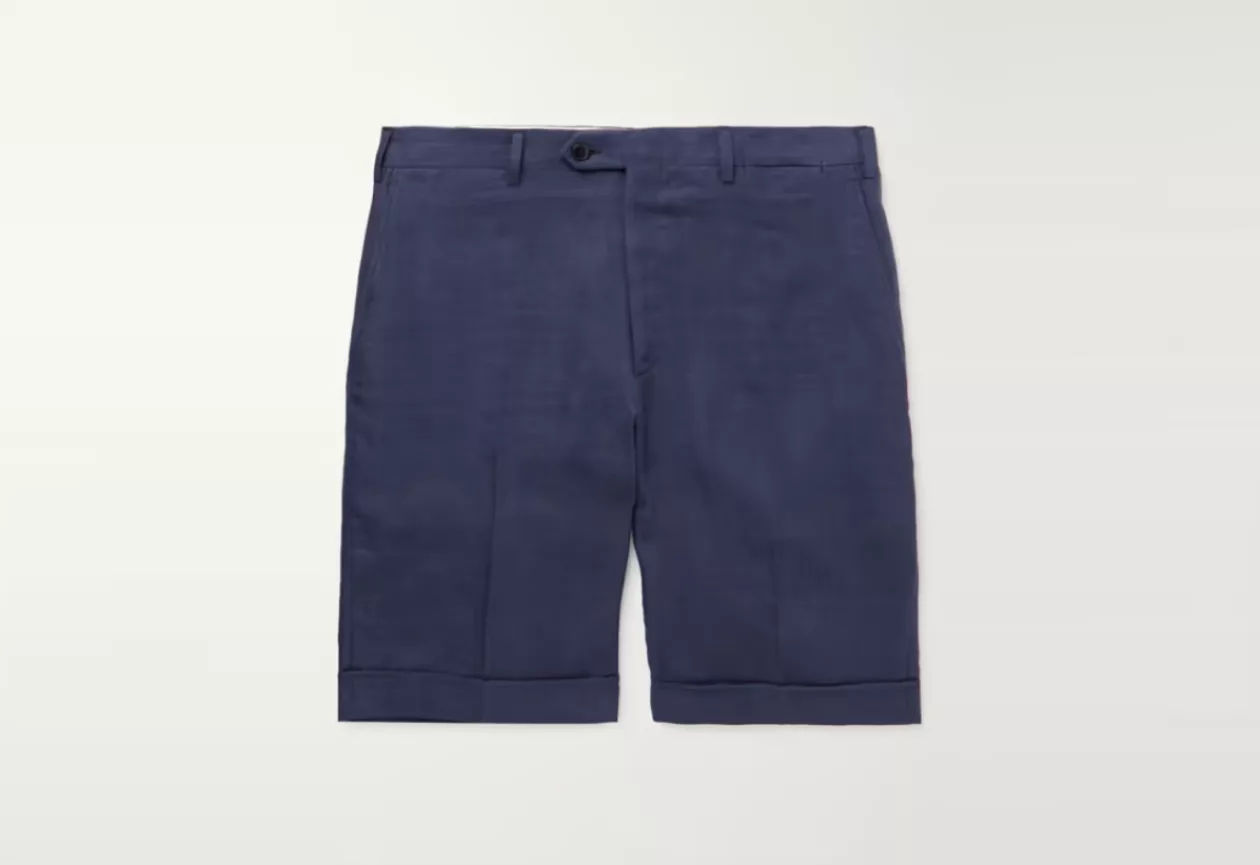 BRIONI Tropical Linen Shorts Navy 4