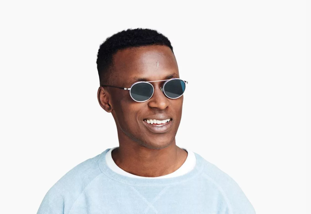 CORWIN GLASSES POLISHED SILVER WITH BLUE 1