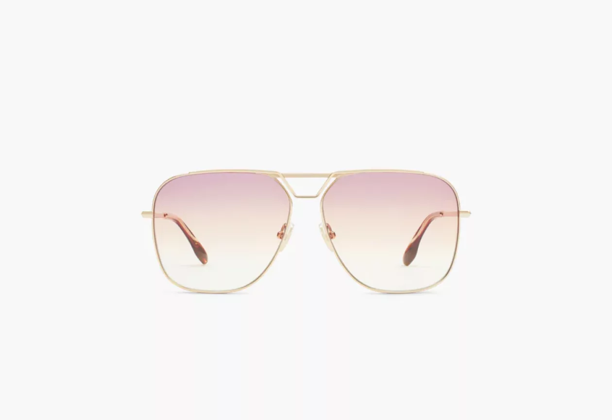 Classic V Metal Navigator Sunglasses In Gold Purple Peach 1