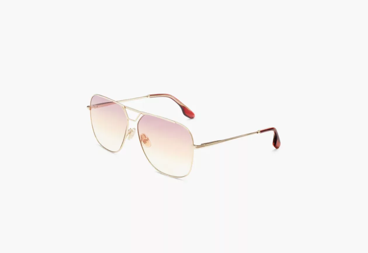Classic V Metal Navigator Sunglasses In Gold Purple Peach 2