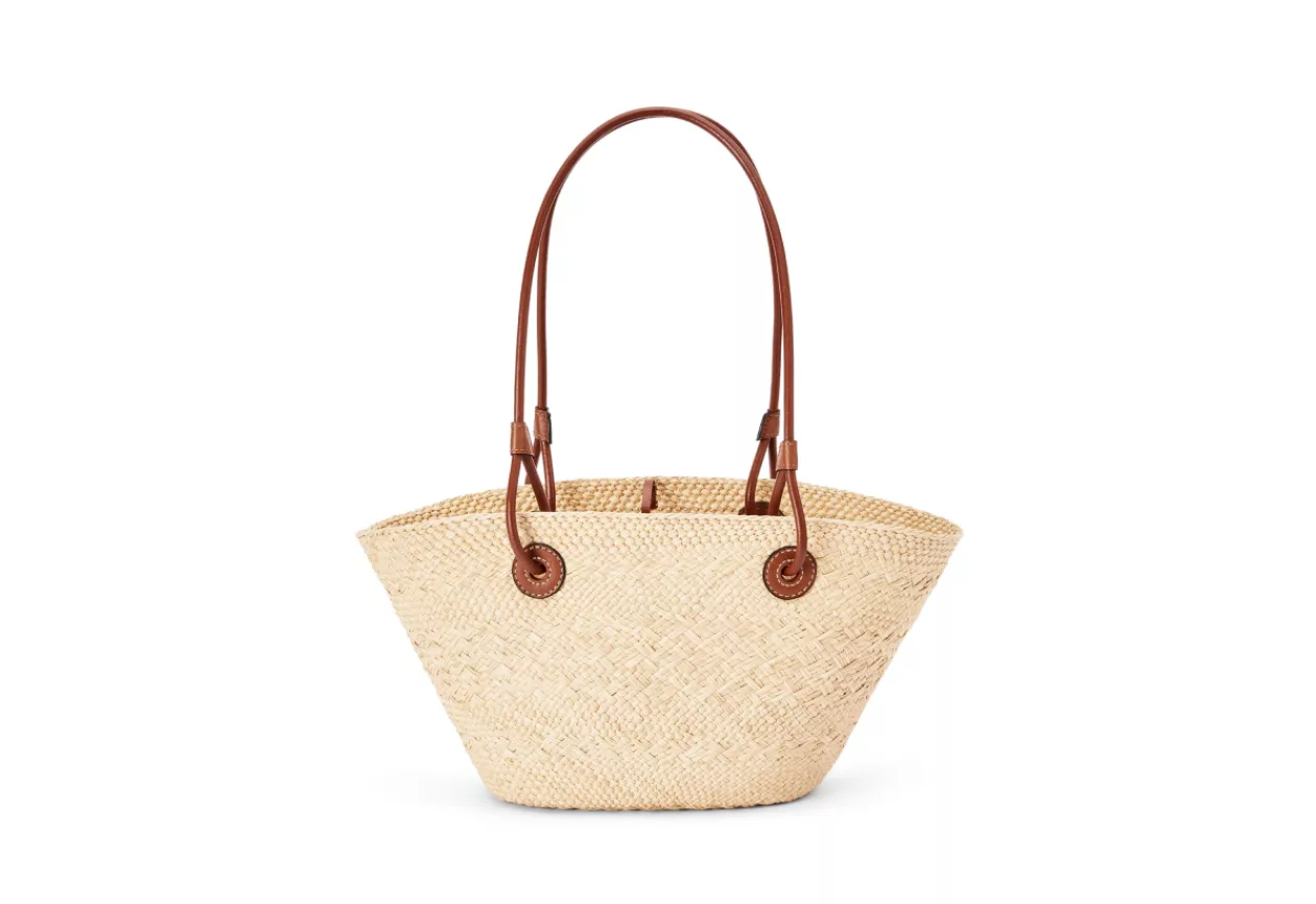 Small Anagram Basket bag in iraca palm and calfskin 5
