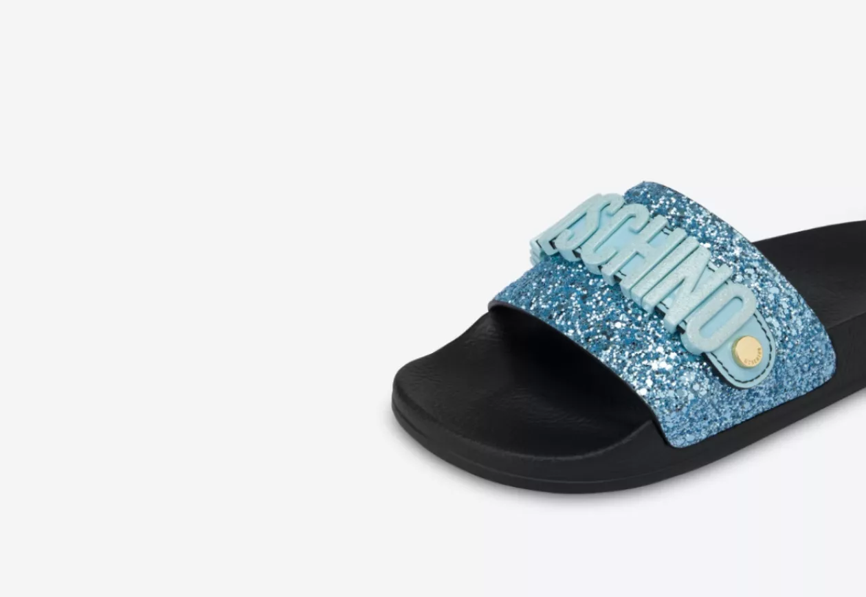 GLITTER LETTERING LOGO POOL SLIDES by Moschino 2