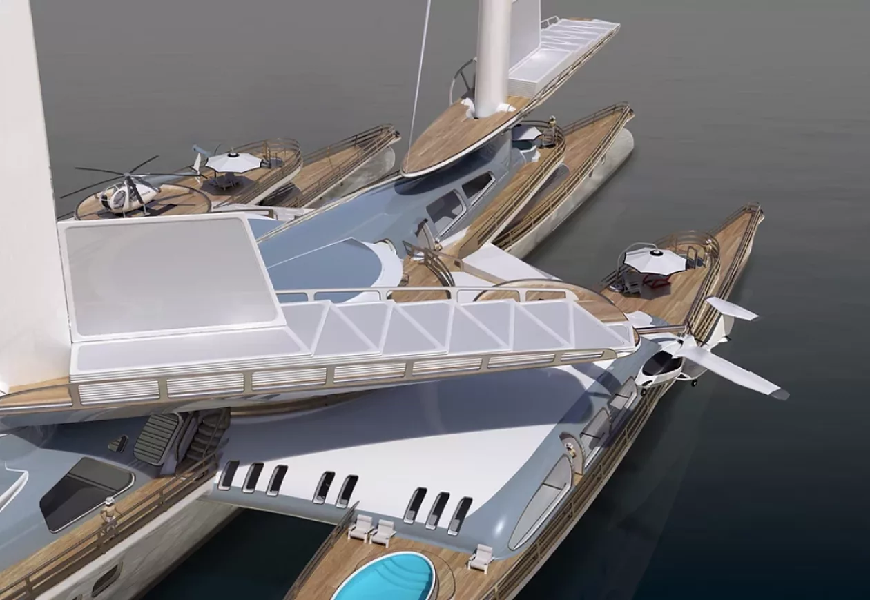 This Bonkers 328 Foot Trimaran Concept Trident 5