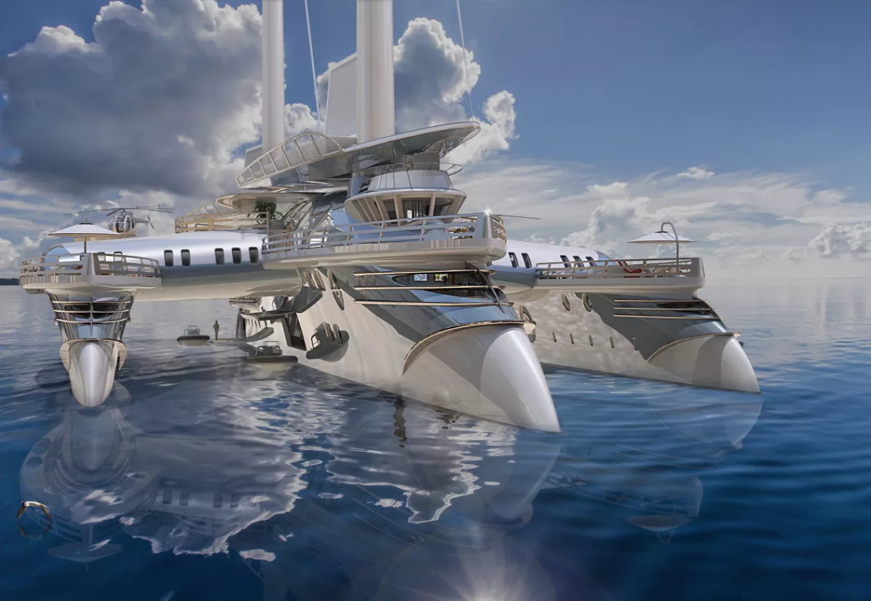 This Bonkers 328 Foot Trimaran Concept Trident 8
