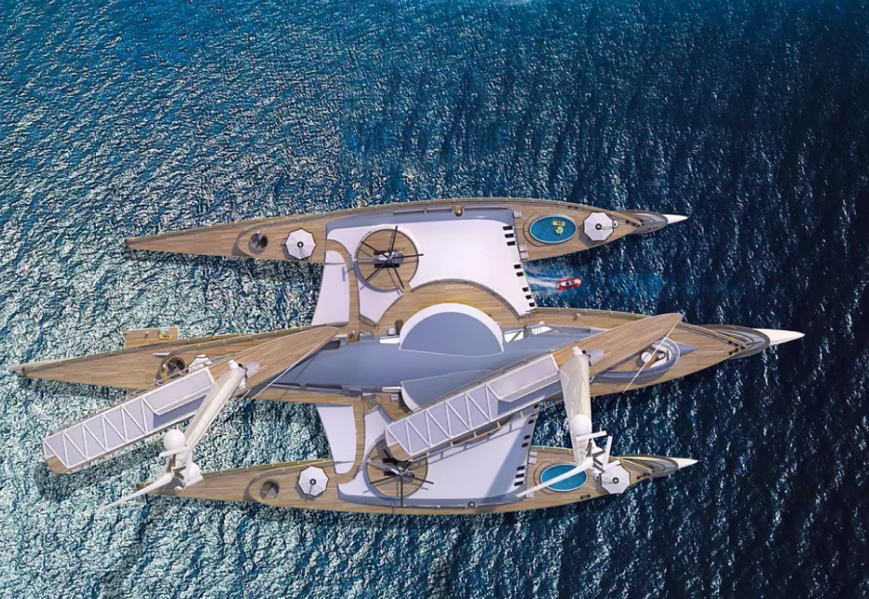 This Bonkers 328 Foot Trimaran Concept Trident 9