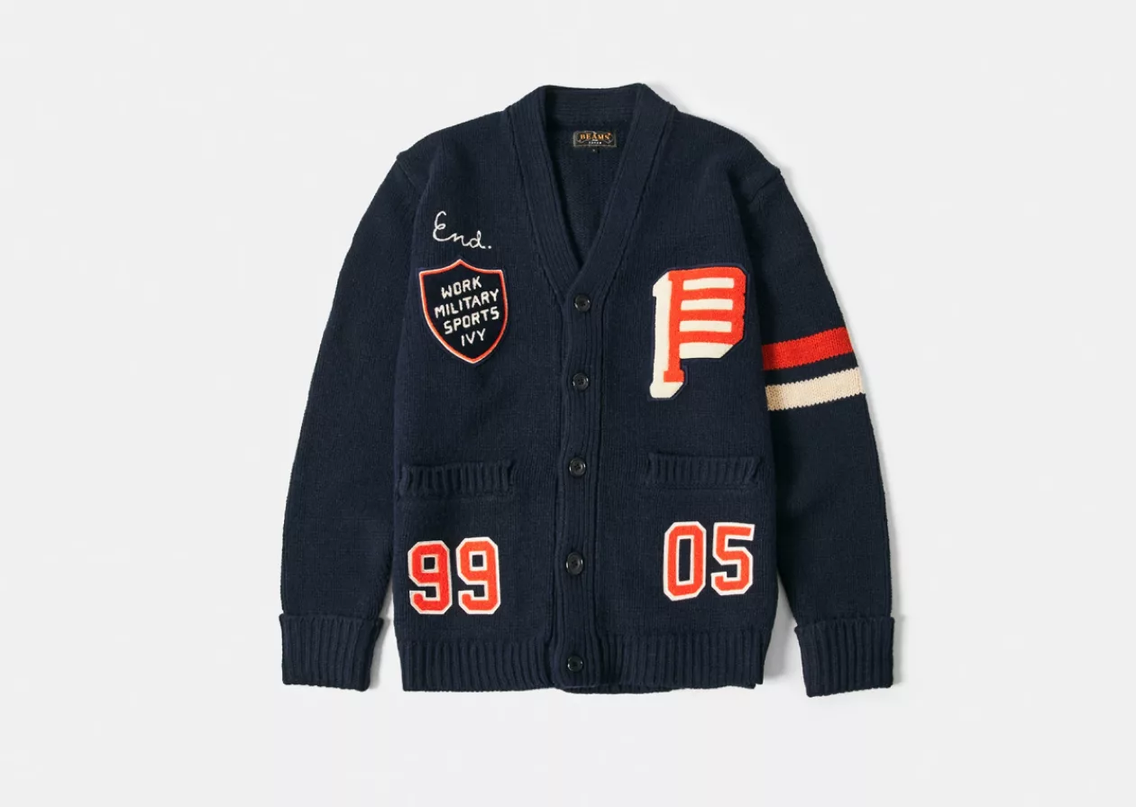 END X BEAMS PLUS VARSITY LETTERED JACKET 3