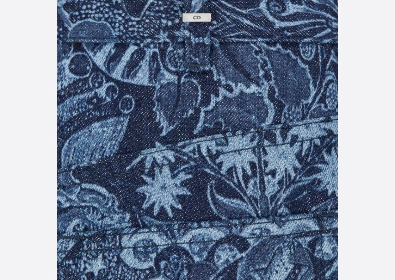 Navy Blue Cotton Denim with Dior Zodiac Fantastico Motif 2