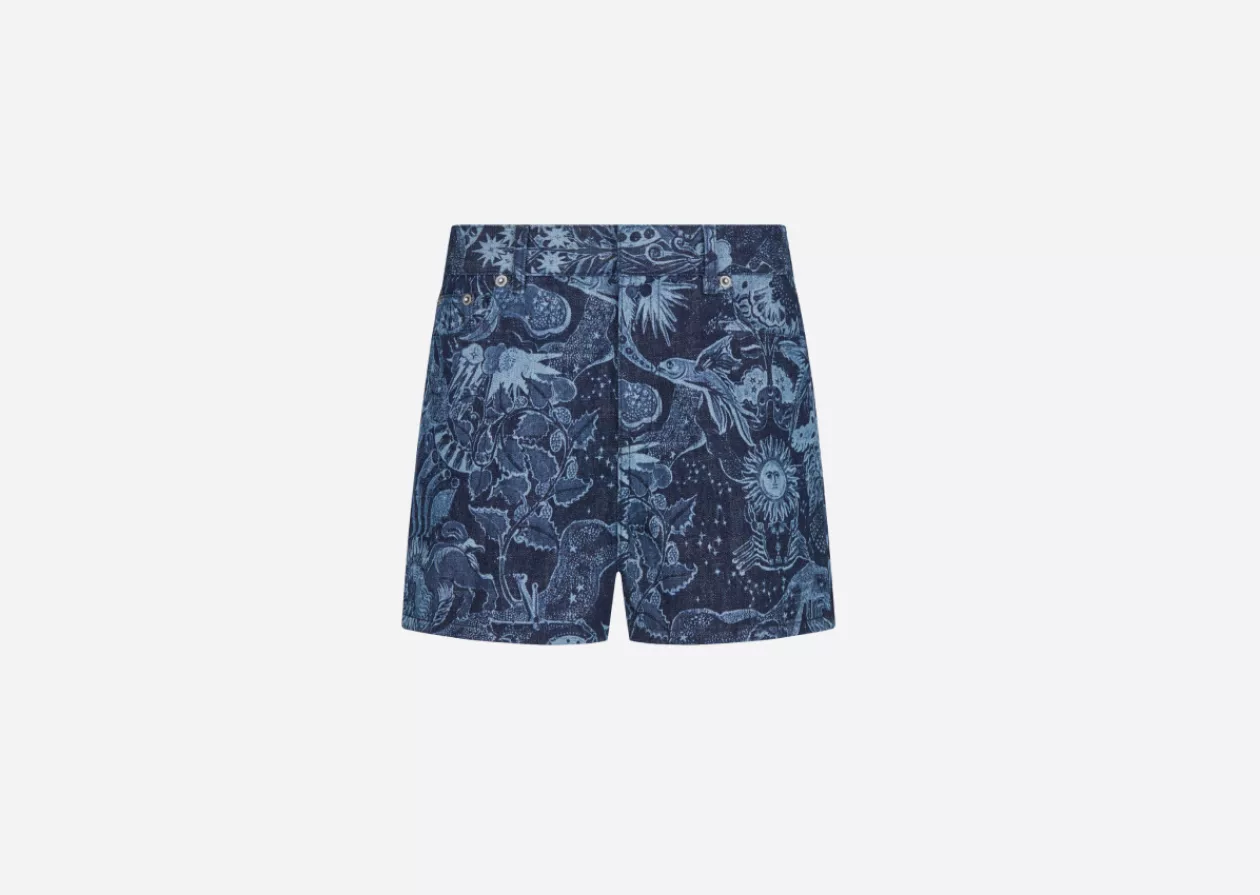 Navy Blue Cotton Denim with Dior Zodiac Fantastico Motif 5