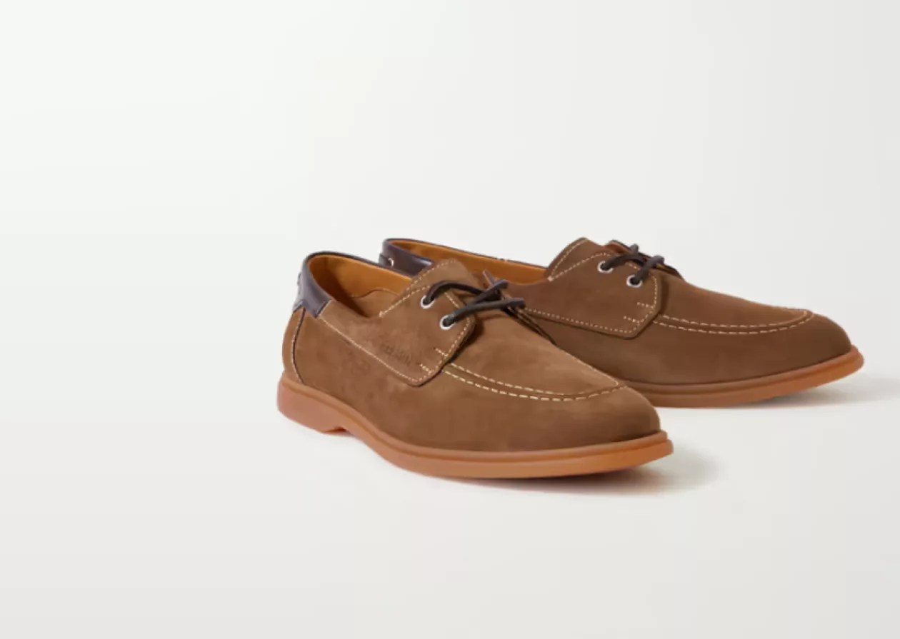 Latitude Leather Trimmed Suede Boat Shoes 3
