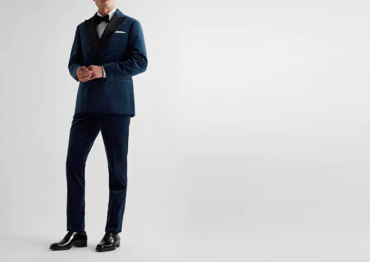 Brunello Cucinellis Slim Fit Satin Trimmed Cotton Velvet Tuxedo Trousers 4