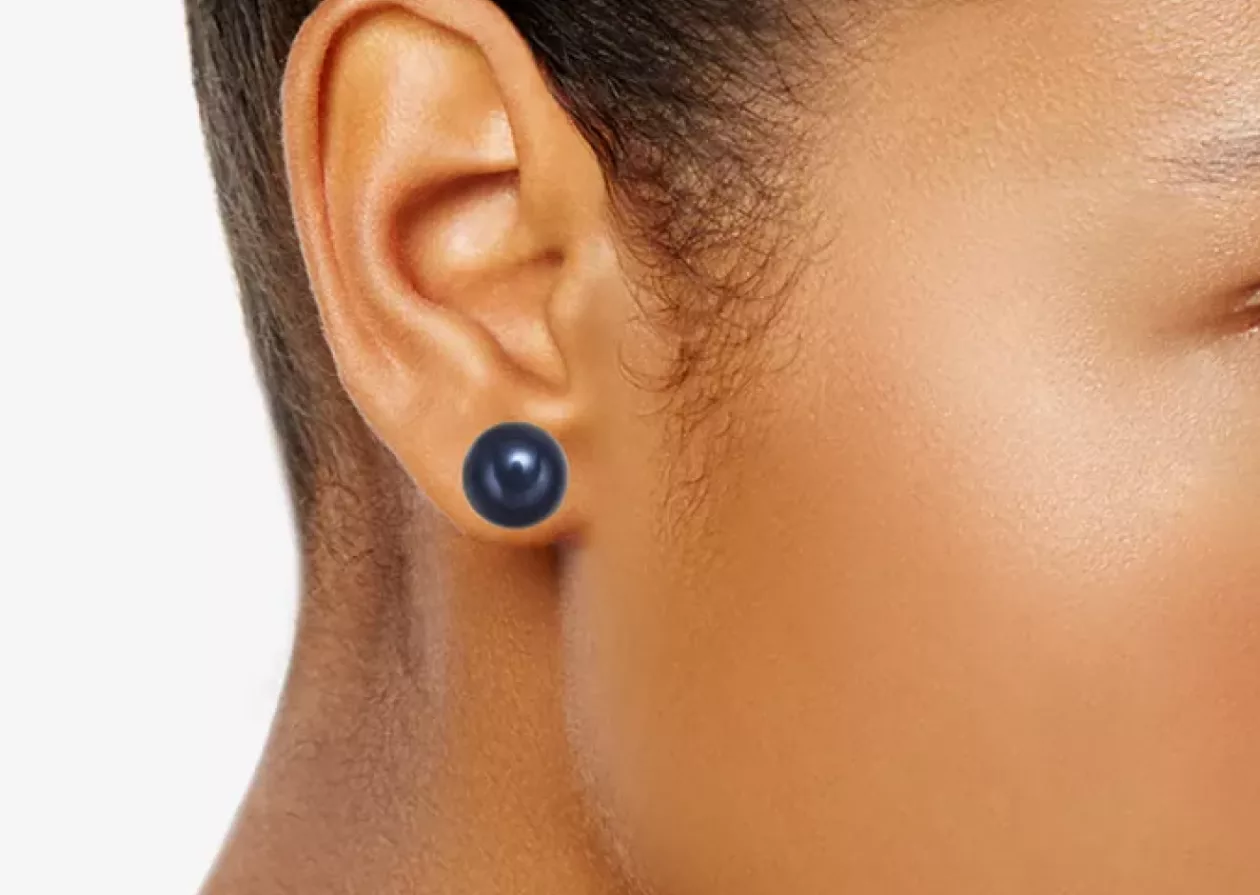 Navy Imitation Pearl 12mm Stud Earrings Created for Macys 1
