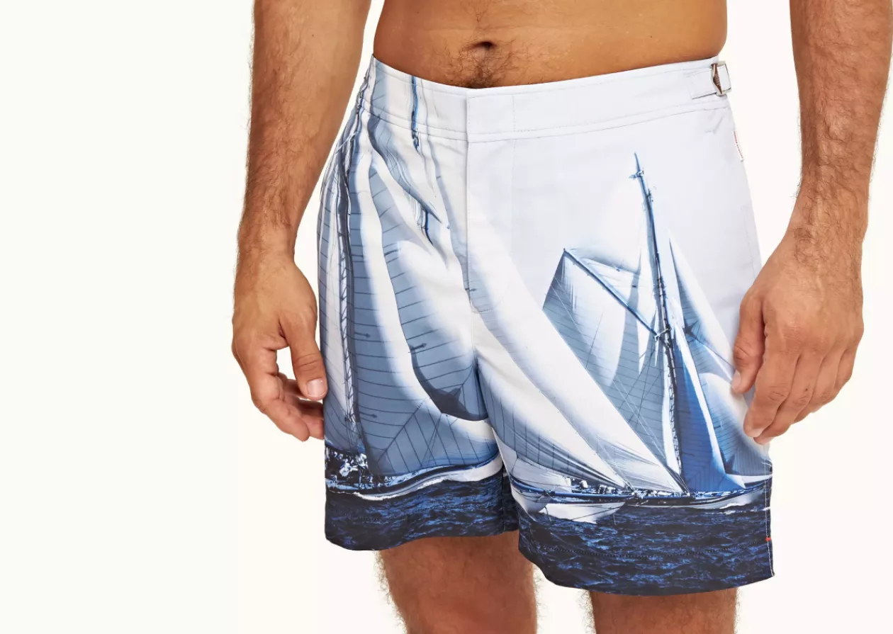 Bulldog Ocean Outlook Dark Sapphire Mid Length Swim Shorts by Orlebar Brown 5