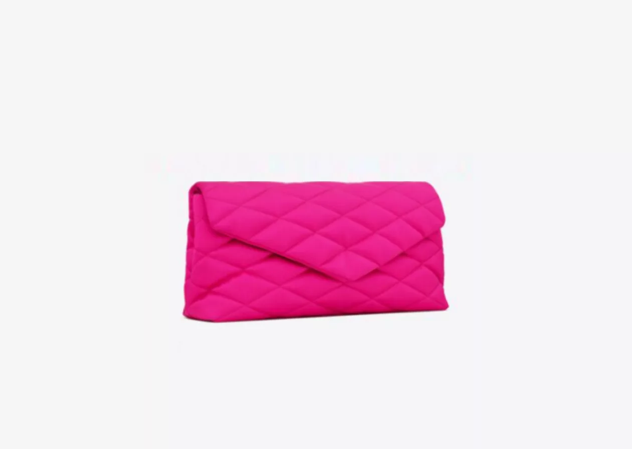 Sade Puffer Envelope Clutch In Quilted Satin from Saint Laurent