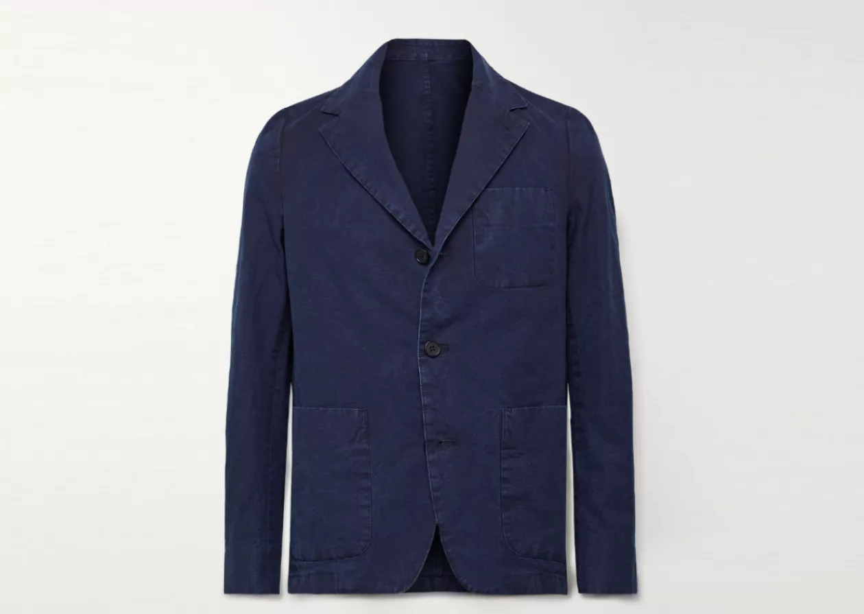 Officine Générales Archer Unstructured Indigo Dyed Cotton Oxford Blazer 2