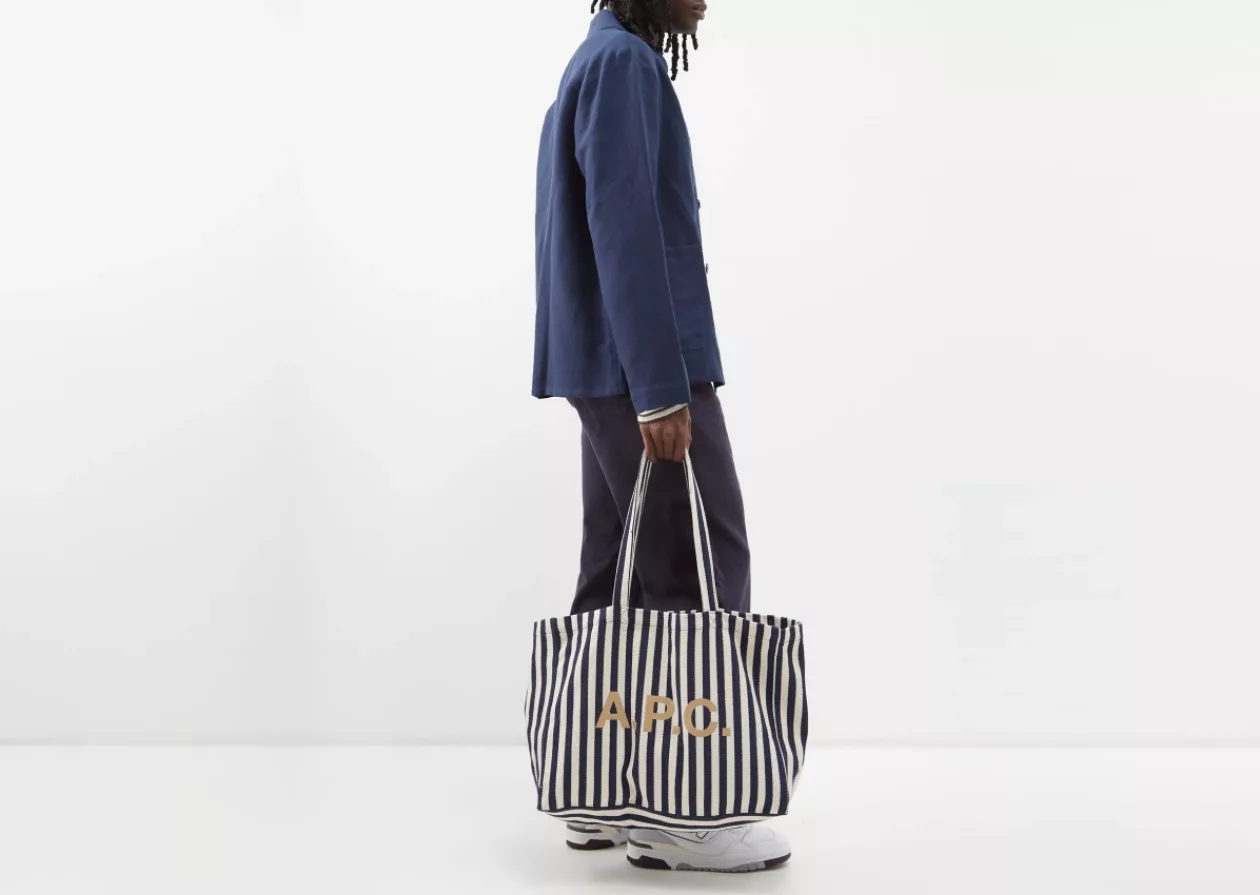The A P C Diana Striped Cotton Blend Tote Bag 2