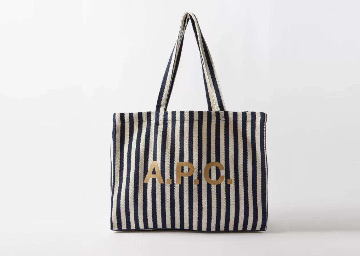 The A P C Diana Striped Cotton Blend Tote Bag 3