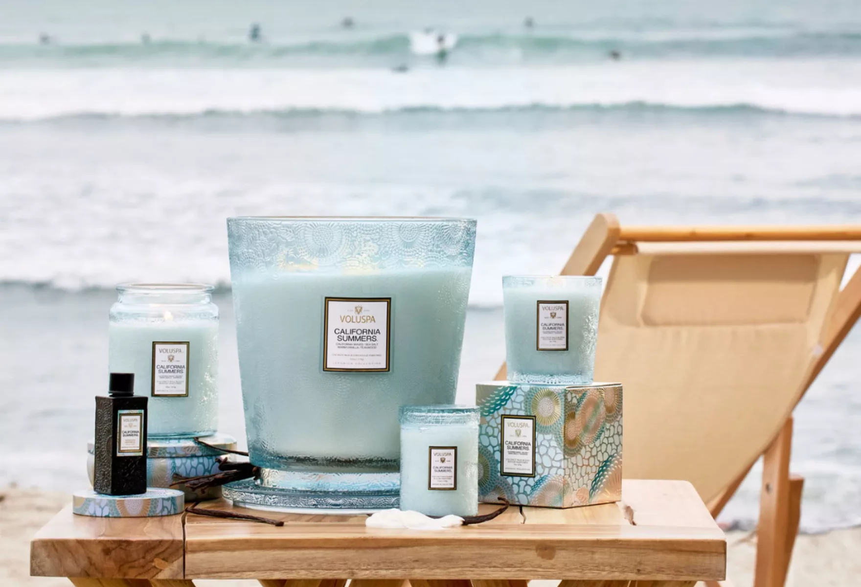 California Summers 5 Wick Hearth Candle Voluspas Coastal Escape in Wax 001