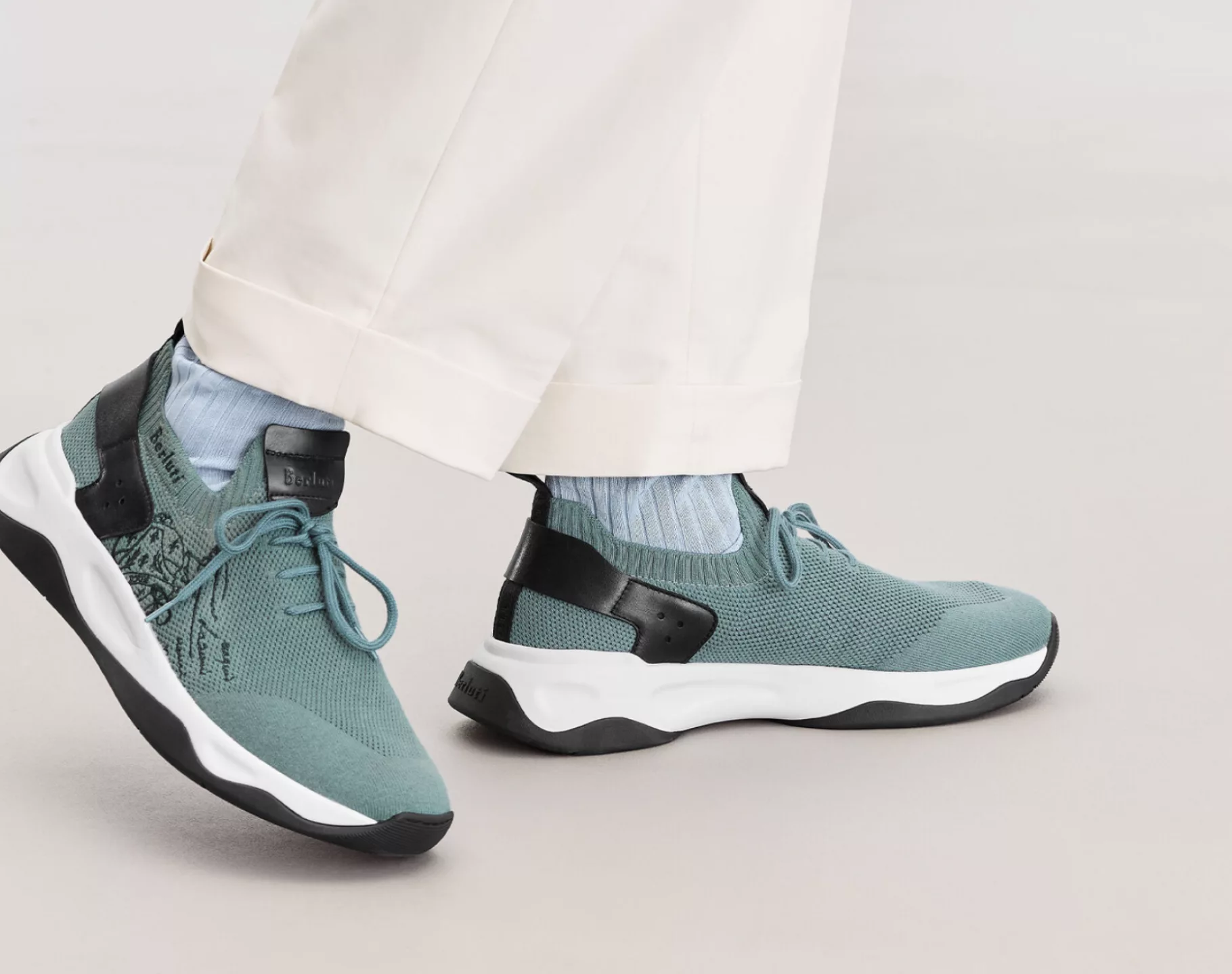 2 Berluti Shadow Sneakers in Deep Sea Green