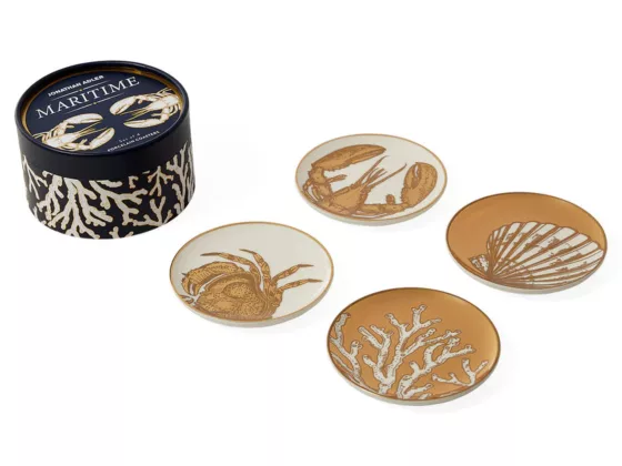 Gold Porcelain Nautical Coasters Set of 4 02