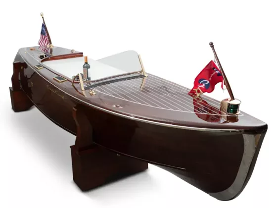 1948 Chris Craft Deluxe Runabout Reimagined as a Nautical Bar 02