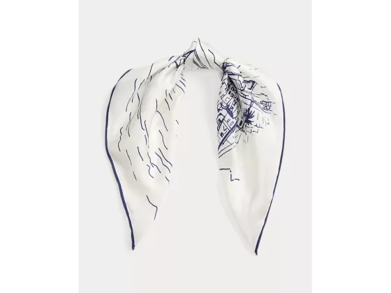 01 RALPH LAUREN LANDSCAPE PRINT SILK SQUARE SCARF