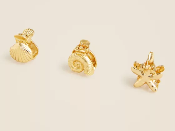 1 J CREW Metallic nautical claw clips three pack