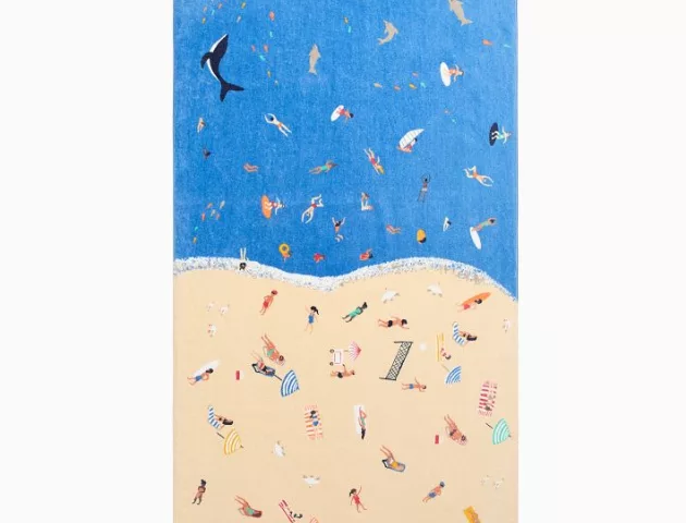 The Beach Scene Towel Art Inspired Dual Texture Comfort for Seaside Days 01