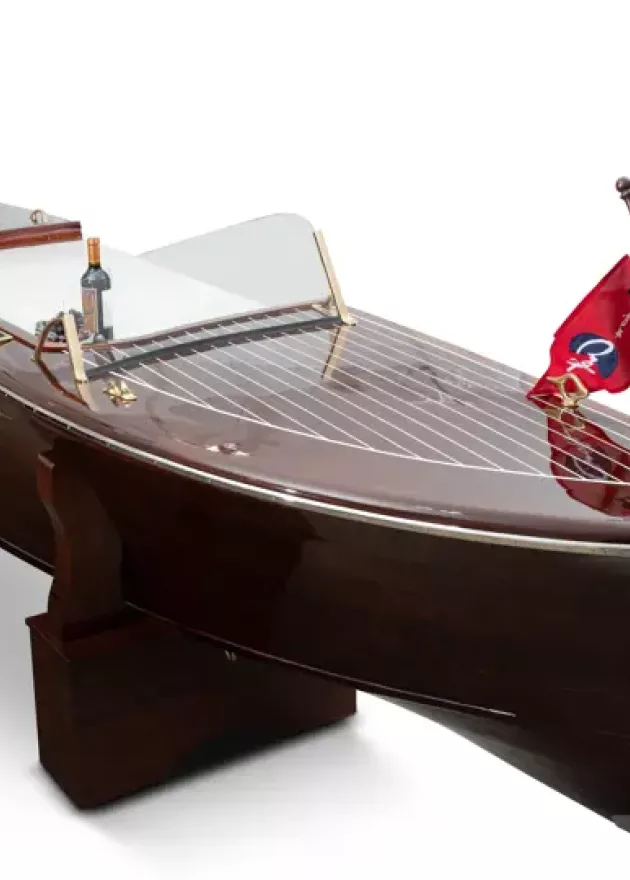 1948 Chris Craft Deluxe Runabout Reimagined as a Nautical Bar 02