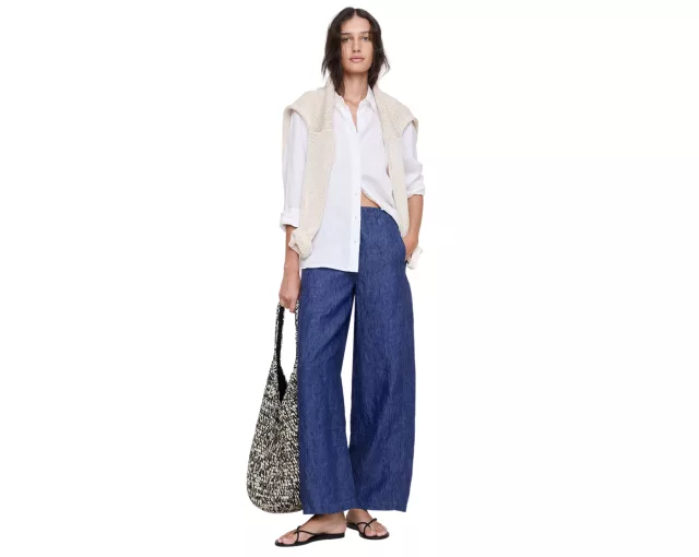 1 Mid Rise Relaxed Painter Pull On Pant in Linen