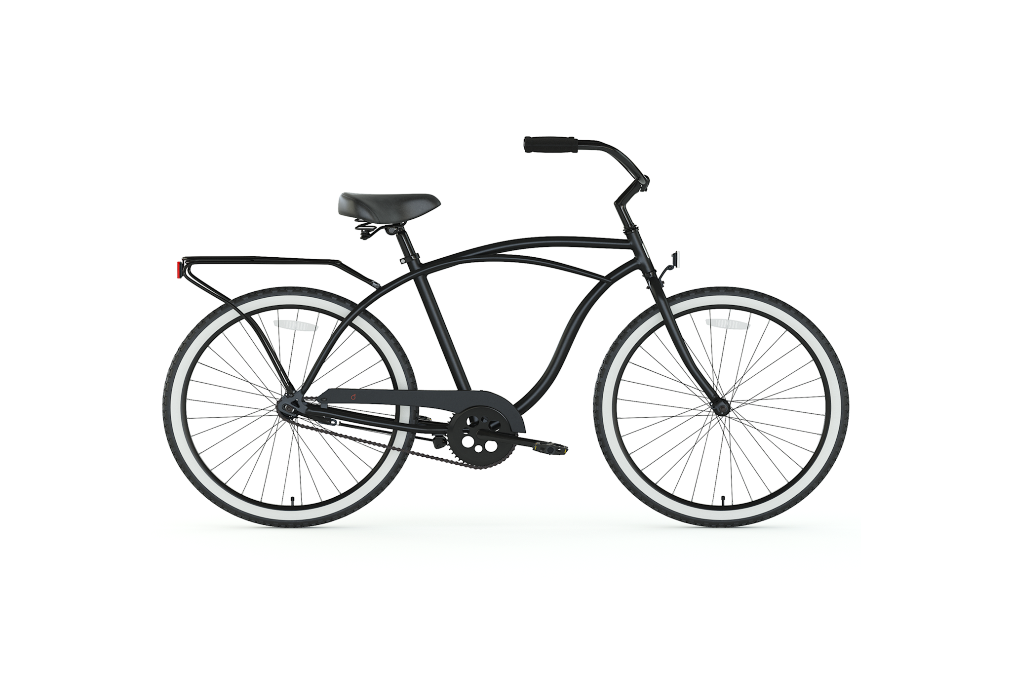 SixThreeZero Around the Block matte black beach cruiser bicycle with rear rack and upright handlebars — one of the best beach cruisers for affordability and relaxed coastal rides.