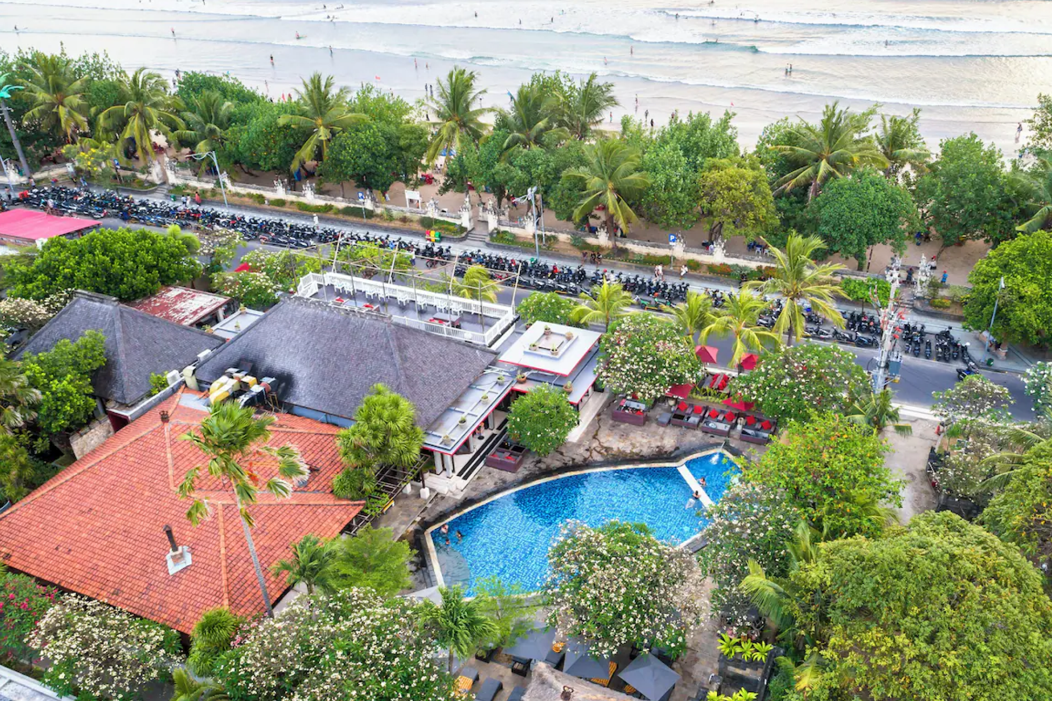 Kuta Seaview Beach Resort with boutique-style Balinese design, landscaped gardens, and central location on Kuta Beach, ranked as one of the best beach resorts in Bali
