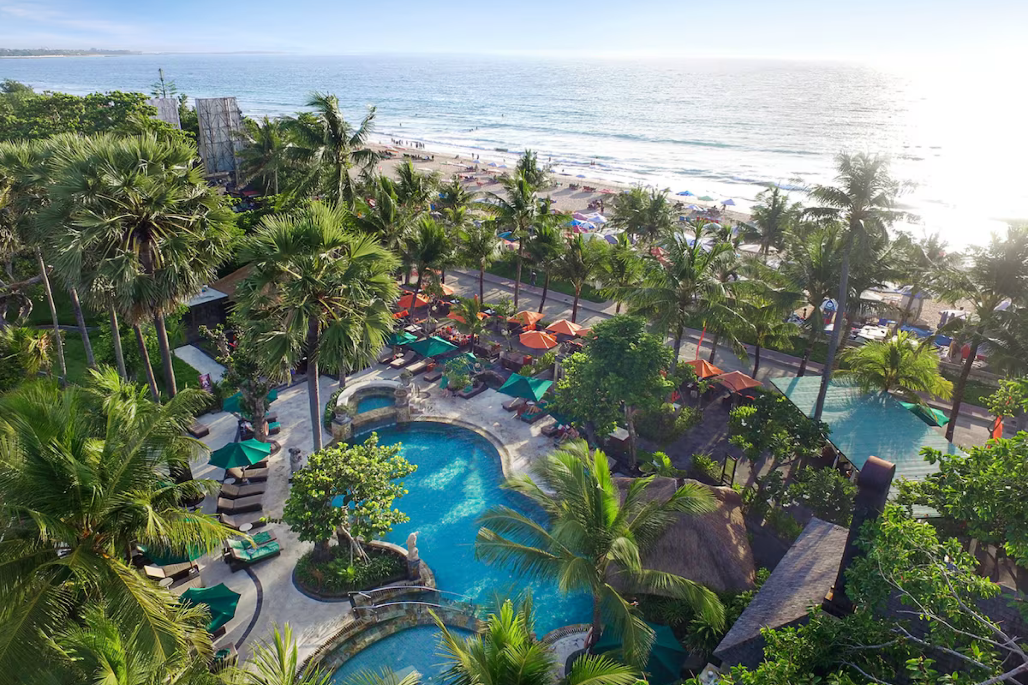 Legian Beach Hotel with traditional Balinese bungalows, tropical gardens, and oceanfront setting between Kuta and Seminyak, listed among the best beach resorts in Bali